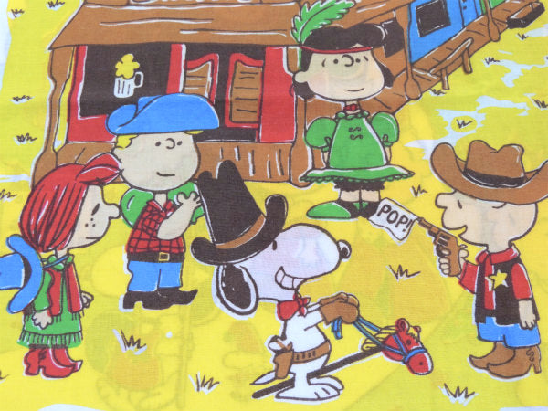 【スヌーピー】ピーナッツの仲間・ウエスタン&お城柄・ヴィンテージ・USEDピロケース/枕カバー