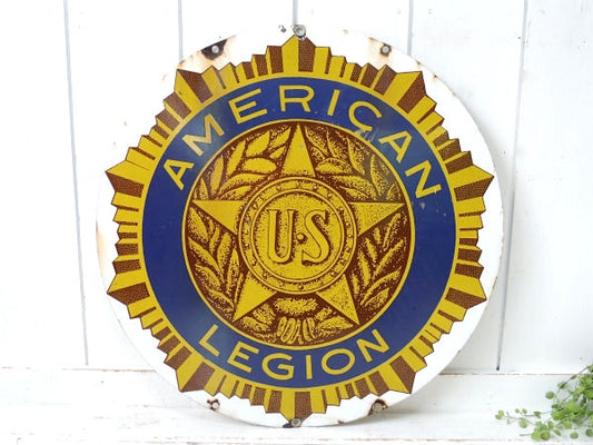 US ミリタリー AMERICAN LEGION・米国在郷軍人団・ホーロー 看板・サイン プレート