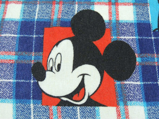 ミッキー&フレンズ チェック柄・コットン100%・ヴィンテージ・ユーズドシーツ ボックスタイプ