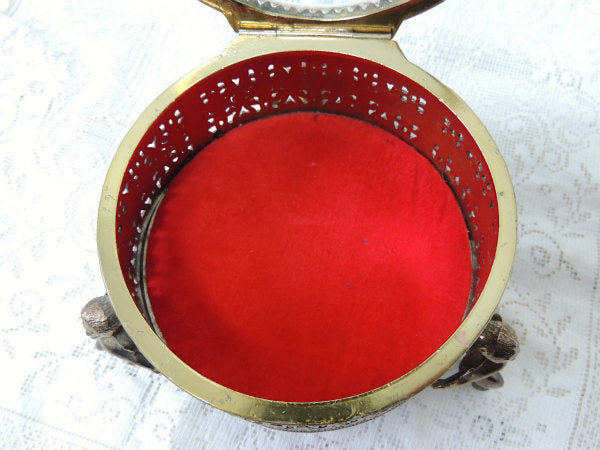 天使モチーフ・ベベルガラス・ゴールド・脚付き　アンティーク・ジュエリーボックス・宝石箱 USA