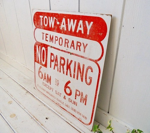 【NO PARKING】ロサンゼルス・駐車禁止・厚紙製・ヴィンテージ・サイン/看板/道路標識 USA