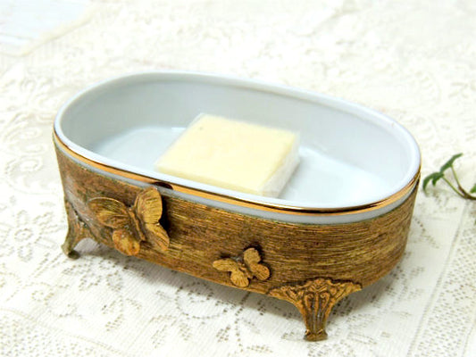 Stylebuilt 蝶・ゴールドフレーム・NY 24K ヴィンテージ・ソープディッシュ・石鹸置き