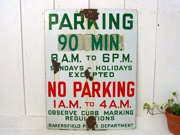 【PARKING】道路標識・ホーロー製・ヴィンテージ・サイン/看板 USA