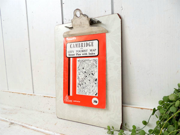 【ホワイトカラー・リーフ柄】ヴィンテージ・クリップボード・NATIONAL・バインダー