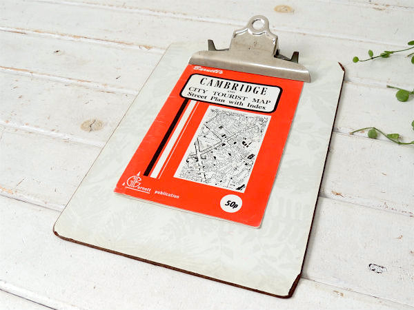 【ホワイトカラー・リーフ柄】ヴィンテージ・クリップボード・NATIONAL・バインダー