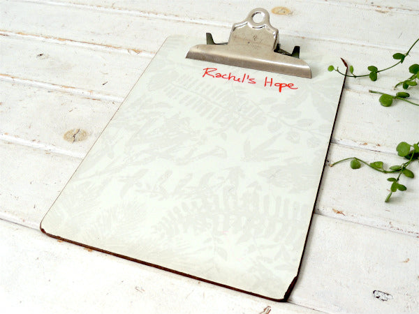 【ホワイトカラー・リーフ柄】ヴィンテージ・クリップボード・NATIONAL・バインダー