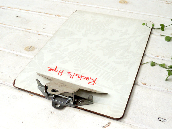 【ホワイトカラー・リーフ柄】ヴィンテージ・クリップボード・NATIONAL・バインダー