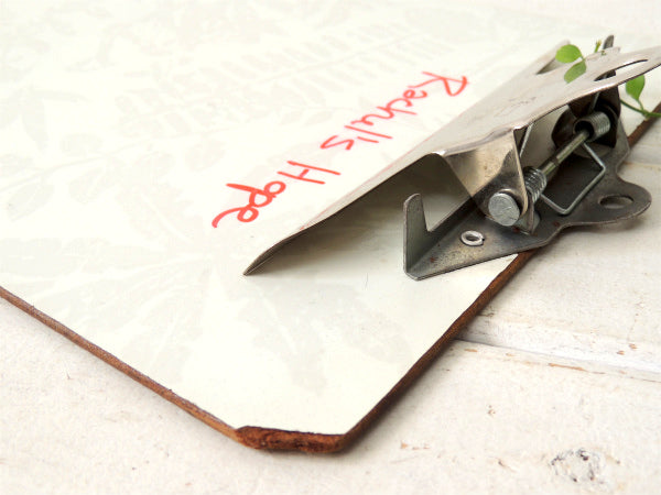 【ホワイトカラー・リーフ柄】ヴィンテージ・クリップボード・NATIONAL・バインダー