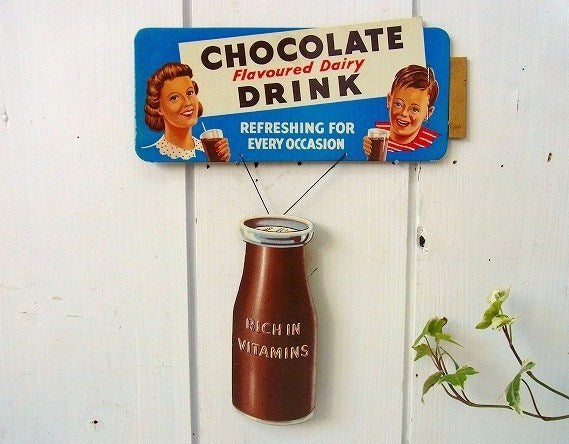 英国 イギリス製 チョコレート ドリンク デッドストック ヴィンテージ 厚紙製 サイン ポップサイン 看板