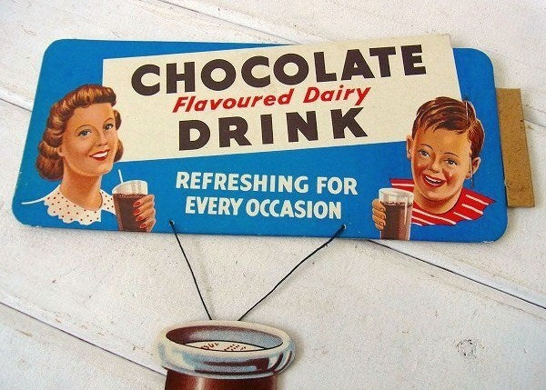 英国 イギリス製 チョコレート ドリンク デッドストック ヴィンテージ 厚紙製 サイン ポップサイン 看板