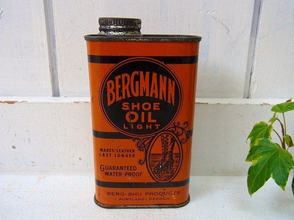 【BERGMANN SHOE OIL】ブリキ製・ヴィンテージ・オイル缶/ティン缶　USA