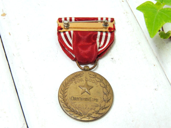 【ミリタリー・イーグル・鷲】ヴィンテージ・US ARMY・メダル・リボン付き・ブローチ