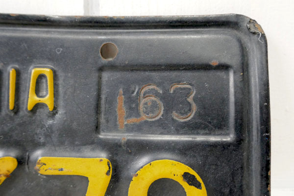 カリフォルニア・1963's・IYM679・ヴィンテージ・ブラック×イエロー・ナンバープレート