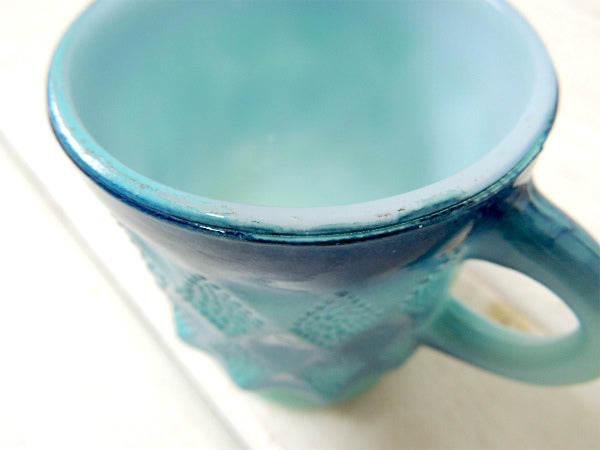 【Fire King】青色・ファイヤーキング・キンバリー・マグカップ/食器 USA