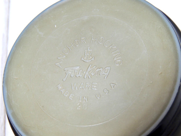 【Fire King】ファイヤーキング・カーキグリーン×ブラック色・サラダボウル/ヴィンテージ食器