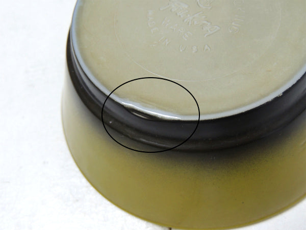 【Fire King】ファイヤーキング・カーキグリーン×ブラック色・サラダボウル/ヴィンテージ食器