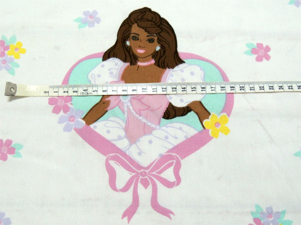【Barbie】ブラックバービー・ピンク色のリボン柄&花柄・ユーズドシーツ(ボックスタイプ) USA