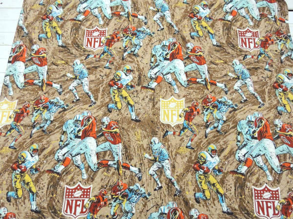 【NFL】アメリカンフットボール柄・ヴィンテージ・ユーズドシーツ(フラットタイプ) USA