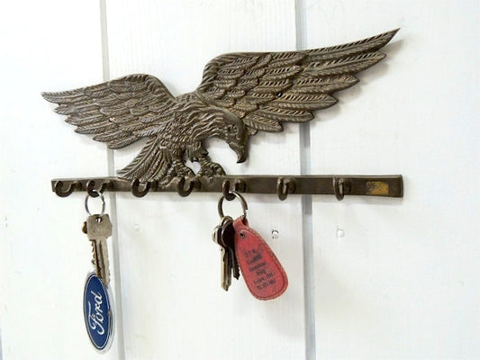 イーグルモチーフ・真鍮製・ヴィンテージ・キーフック・鍵フック・壁飾り・インテリア USA