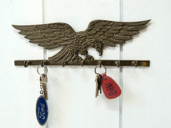 イーグルモチーフ・真鍮製・ヴィンテージ・キーフック・鍵フック・壁飾り・インテリア USA