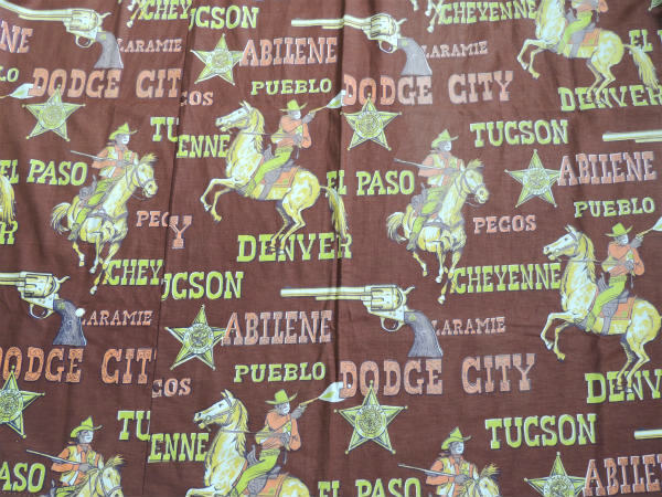 US SHERIFF・ガン&ピストル ビンテージ・カーテン・生地 ウエスタン・西部劇・EL PASO