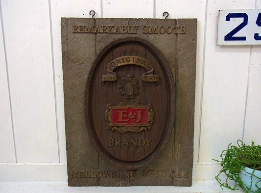 E&J BRANDY ブランデー 酒 ウッド柄 ヴィンテージ サインプレート 看板 BAR USA