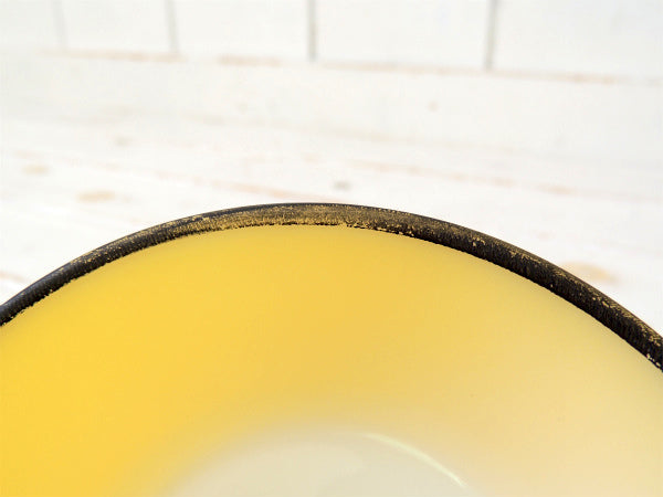 【Fire King】ファイヤーキング・イエロー×ブラックリム・サラダボウル/ヴィンテージ食器