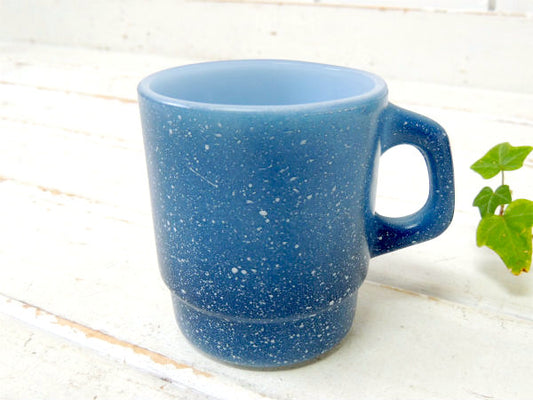 【Fire King】ファイヤーキング・ブルー・グラニット・マグカップ/スタッキングマグ/食器