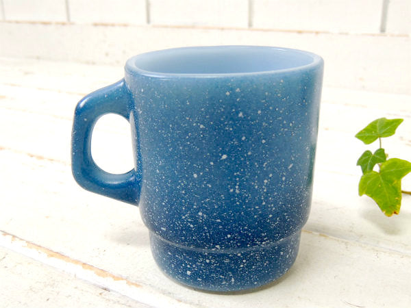 【Fire King】ファイヤーキング・ブルー・グラニット・マグカップ/スタッキングマグ/食器