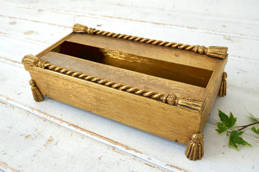 タッセルモチーフ ゴールドトーン ヴィンテージ ティッシュケース ティッシュボックス ハリウッド