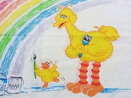 【セサミストリート】レインボー柄・ヴィンテージ・ユーズド・ピロケースUSA