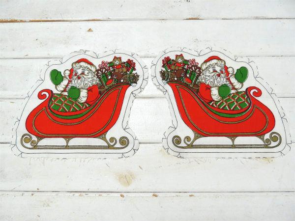 クリスマス・サンタクロース柄・ピロードール・デッドストック・ヴィンテージ・ファブリック/生地