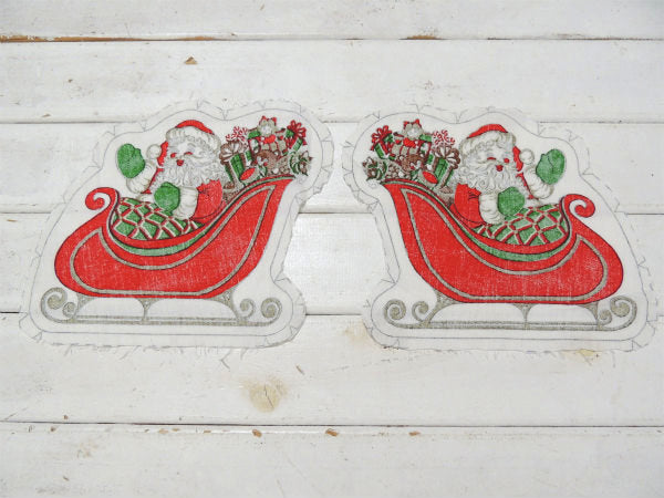 クリスマス・サンタクロース柄・ピロードール・デッドストック・ヴィンテージ・ファブリック/生地