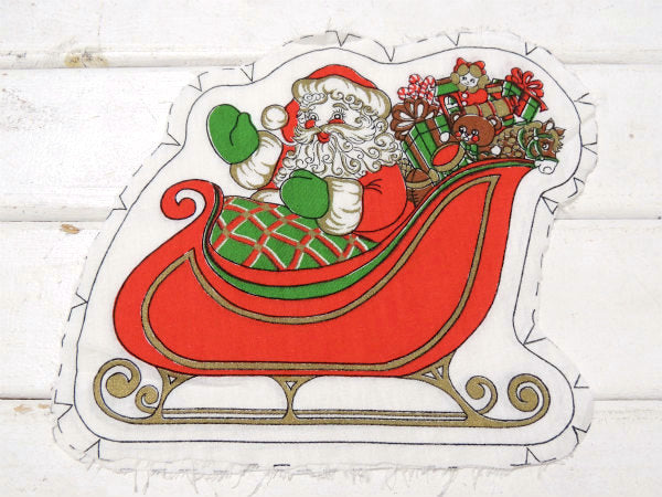 クリスマス・サンタクロース柄・ピロードール・デッドストック・ヴィンテージ・ファブリック/生地