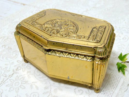 Jenning Bros フラワーモチーフ・オルモル・アンティーク・ジュエリーボックス・宝石箱