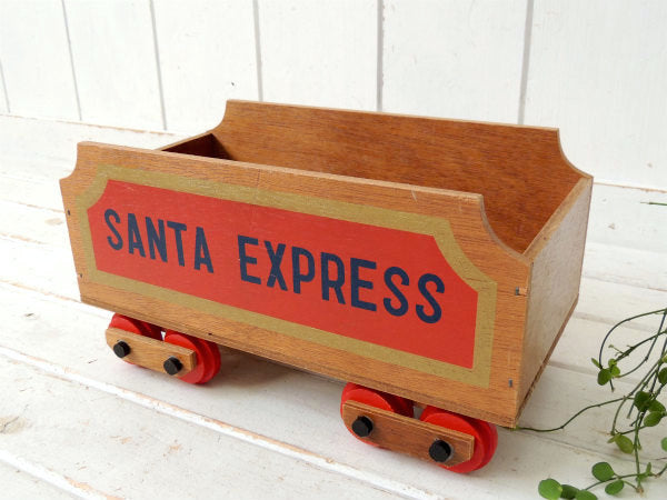 【SANTA EXPRESS】クリスマス・汽車・ビンテージ・ウッドボックス・木箱 USA オモチャ箱
