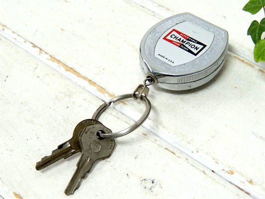 CHAMPION チャンピオンプラグ ヴィンテージ ロングキーチェーン リール 鍵2本付き USA アメ車 カスタムカー ガレージ雑貨