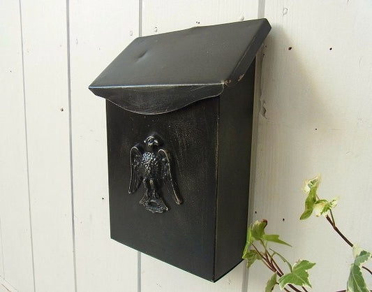 イーグルモチーフ付き・黒色・ヴィンテージ・メールボックス/郵便受け/ポスト USA