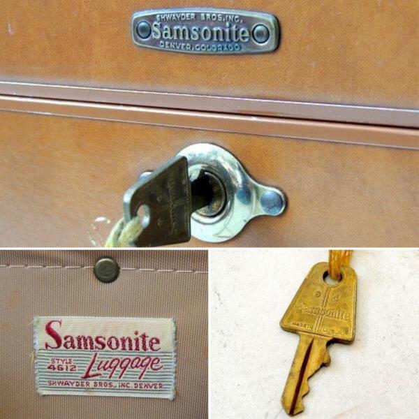 【Samsonite】サムソナイト・鍵付き・キャメル・ヴィンテージ・メイクボックス・コスメボックス