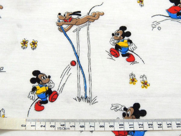 【ミッキー&プルート】激レア!陸上スポーツ柄・ヴィンテージ・ファブリック/生地