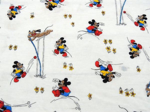 【ミッキー&プルート】激レア!陸上スポーツ柄・ヴィンテージ・ファブリック/生地