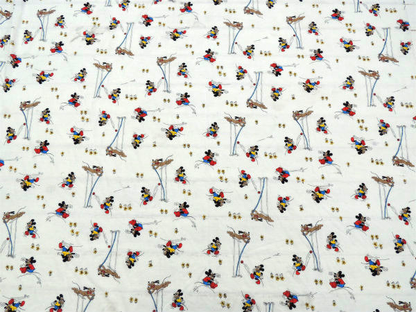 【ミッキー&プルート】激レア!陸上スポーツ柄・ヴィンテージ・ファブリック/生地