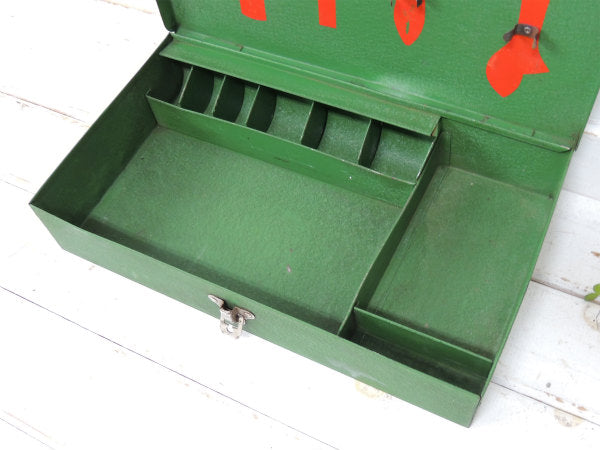 グリーン×メタル製 US 1950s・工業系・壁掛け式・ビンテージ・ツールボックス・工具箱・ガレージ