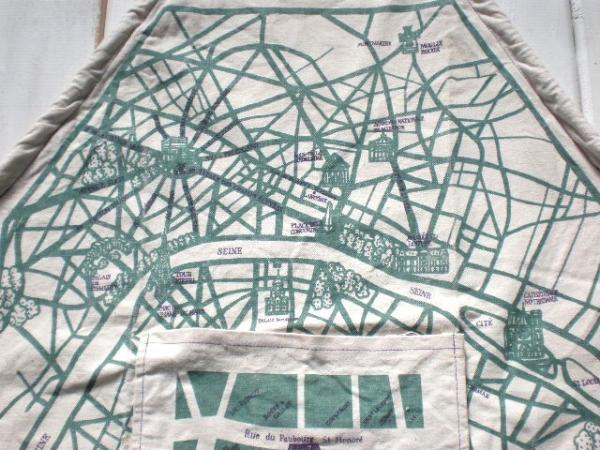 ランコム　パリのマップ柄ヴィンテージ・エプロン