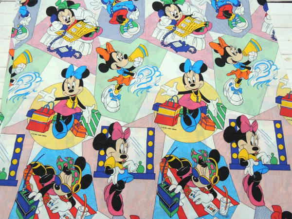 【ミニーマウス】フラットシーツ2枚製・ヴィンテージ・布団カバー/リメイク USA