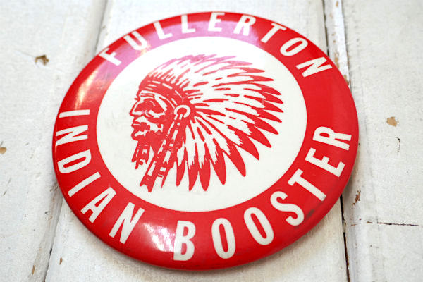 INDIANA インディアン FULLERTON BIGサイズ ビンテージ・カレッジ・缶バッジ US