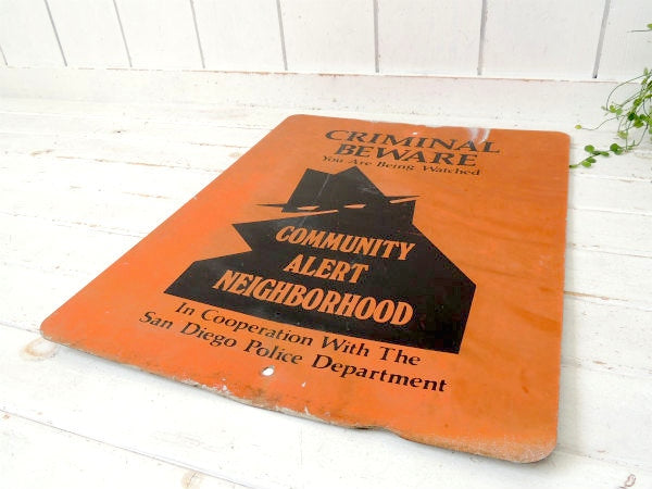 【警察署・ポリス】カリフォルニア・サンディエゴ・ビンテージ・ストリートサイン・看板