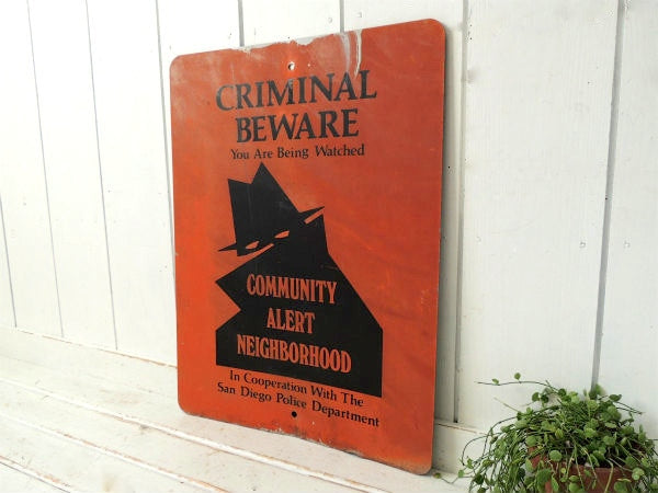 【警察署・ポリス】カリフォルニア・サンディエゴ・ビンテージ・ストリートサイン・看板