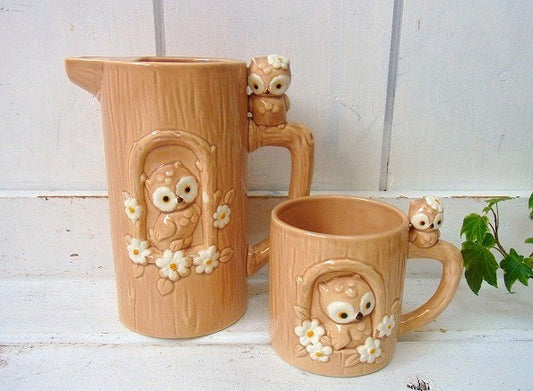 【Josef Original】ふくろう・デッドストック・ヴィンテージ・マグカップ&ピッチャーセット