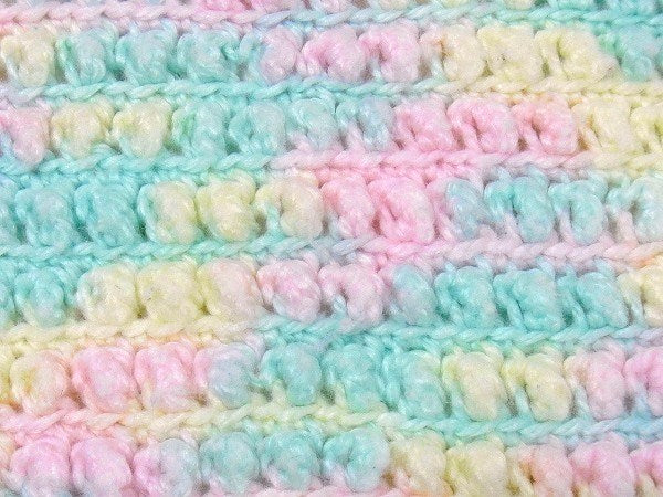 パステルカラーのハンドメイド・ヴィンテージ・ニットブランケット/ひざ掛け/ベビーブランケット USA